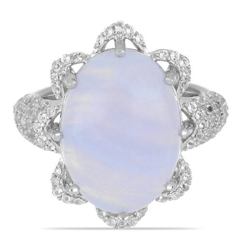 BUY NATURAL BLUE LACE AGATE GEMSTONE BIG STONE STYLISH RING IN STERLING SILVER